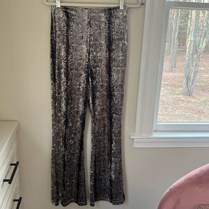 Snake print velvet flare pants